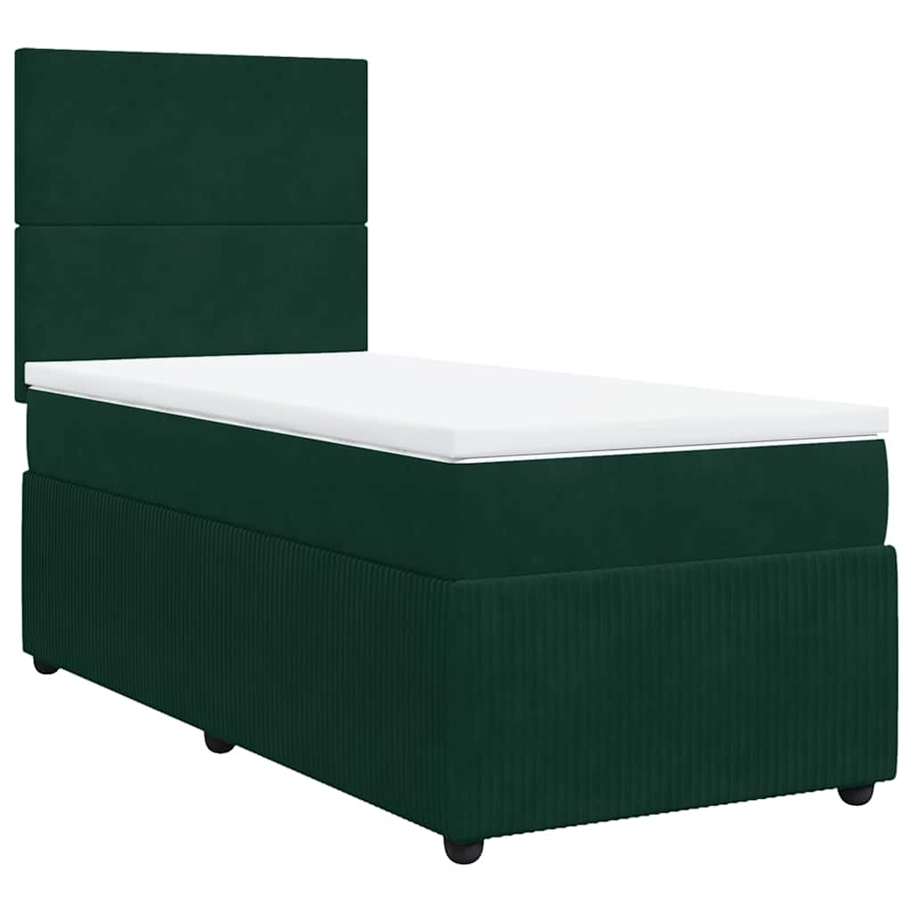 Boxspring met matras fluweel donkergroen 80x200 cm – afbeelding 2