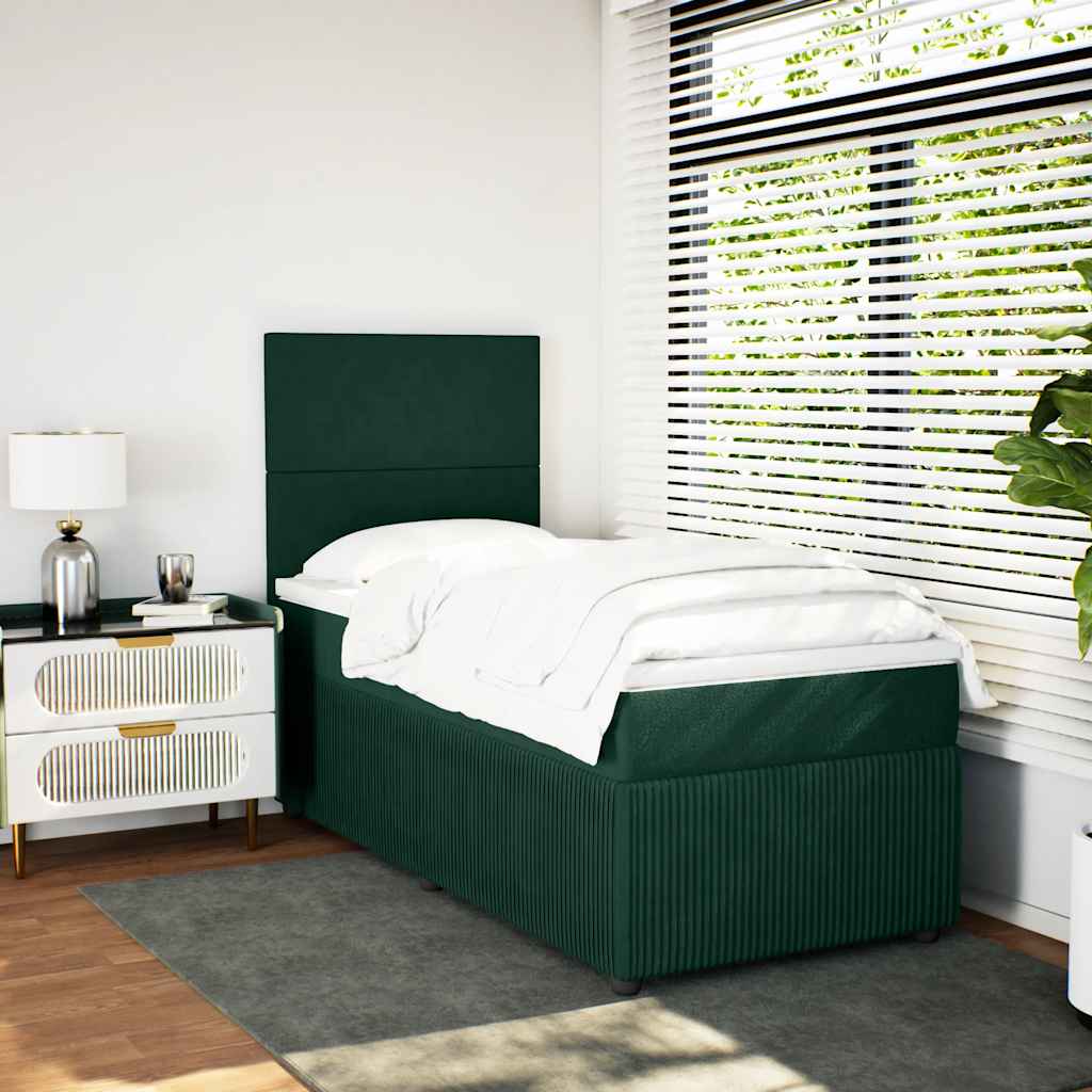 Boxspring met matras fluweel donkergroen 80x200 cm – afbeelding 3