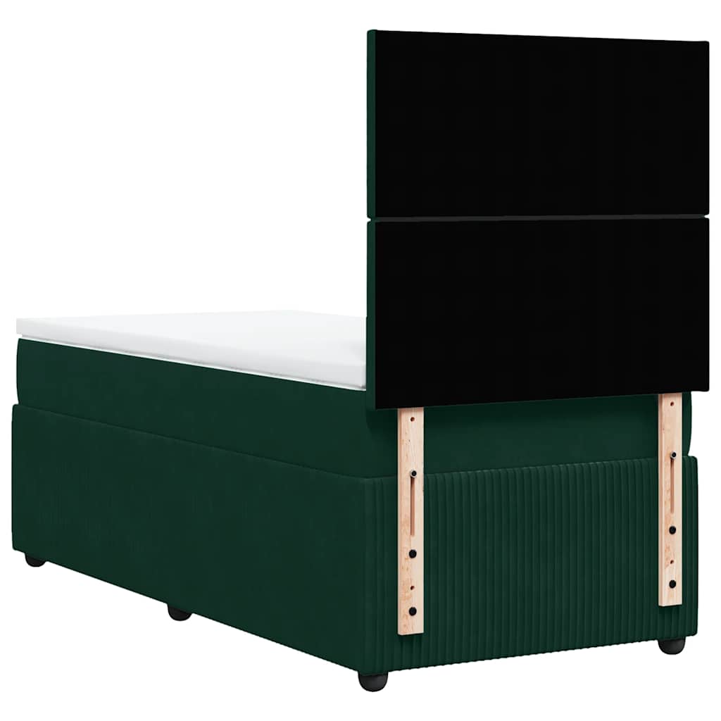 Boxspring met matras fluweel donkergroen 80x200 cm – afbeelding 6