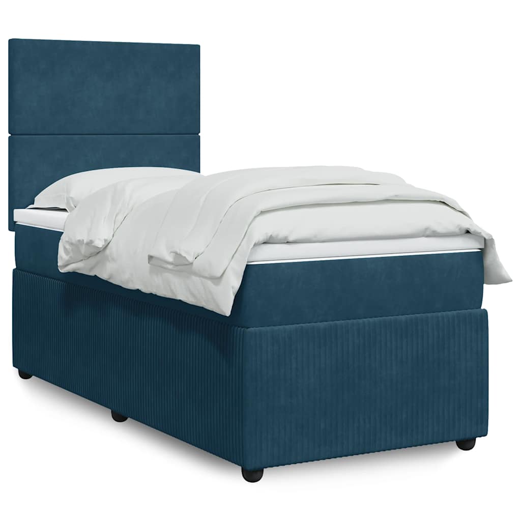 Boxspring met matras fluweel donkerblauw 80x200 cm – afbeelding 1