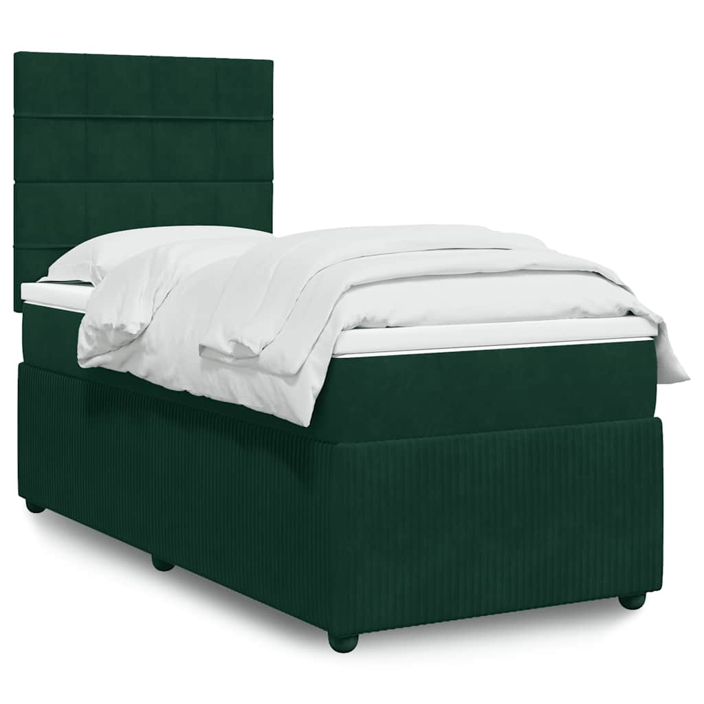 Boxspring met matras fluweel donkergroen 80x200 cm