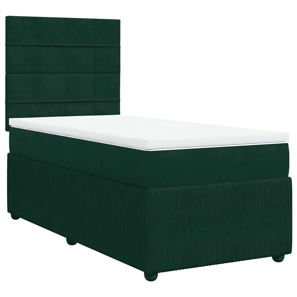 Boxspring met matras fluweel donkergroen 80x200 cm – afbeelding 2