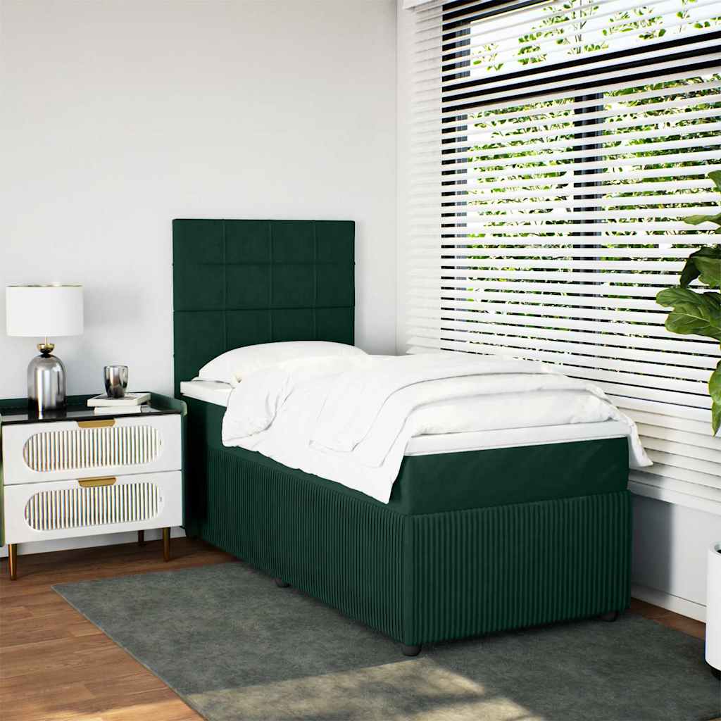 Boxspring met matras fluweel donkergroen 80x200 cm – afbeelding 3