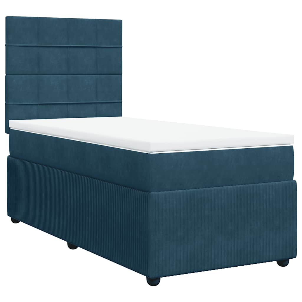 Boxspring met matras fluweel donkerblauw 80x200 cm – afbeelding 2