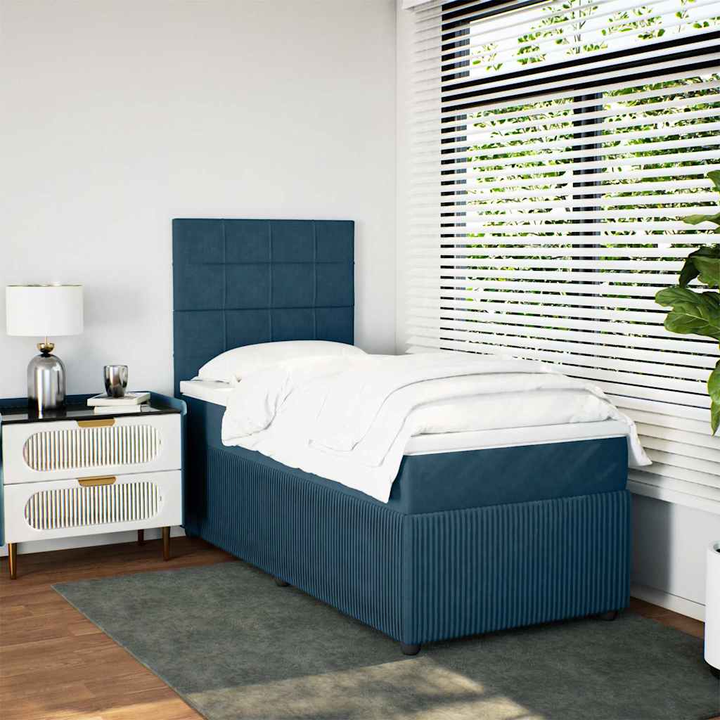 Boxspring met matras fluweel donkerblauw 80x200 cm – afbeelding 3