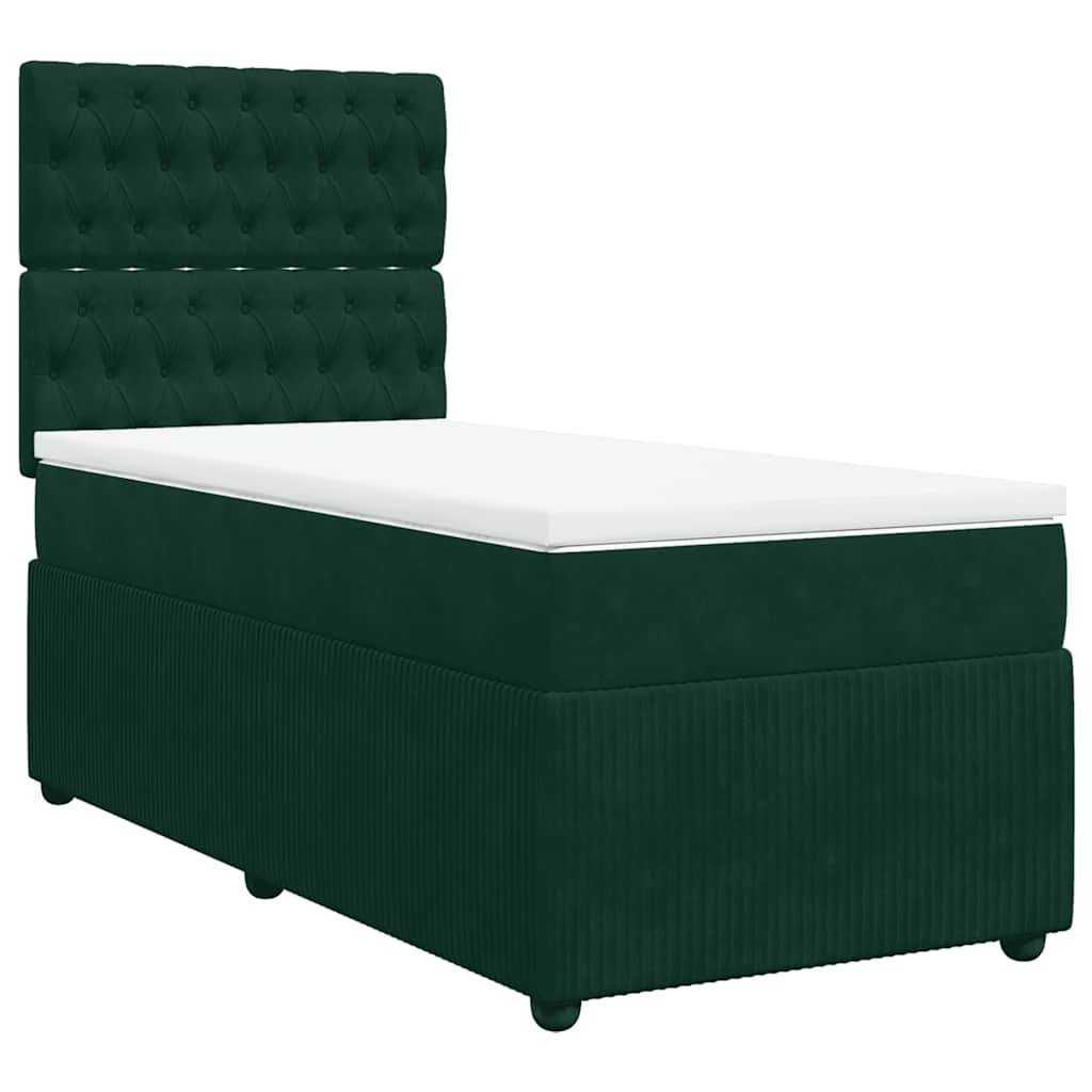 Boxspring met matras fluweel donkergroen 80x200 cm – afbeelding 2