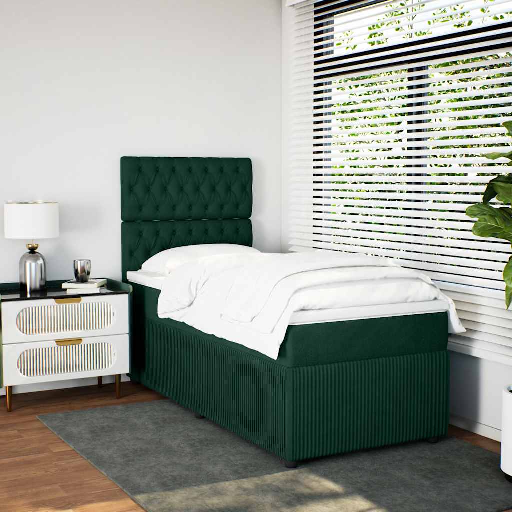 Boxspring met matras fluweel donkergroen 80x200 cm – afbeelding 3