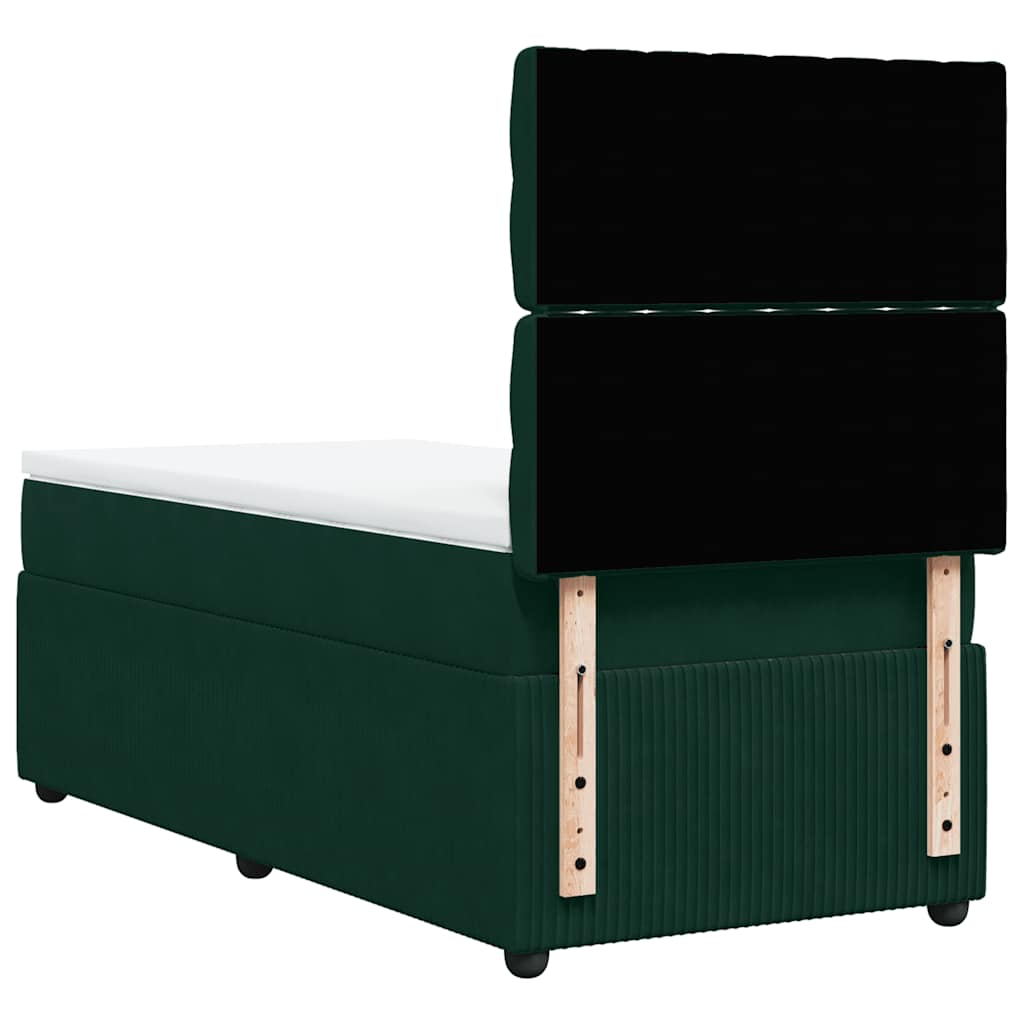 Boxspring met matras fluweel donkergroen 80x200 cm – afbeelding 6