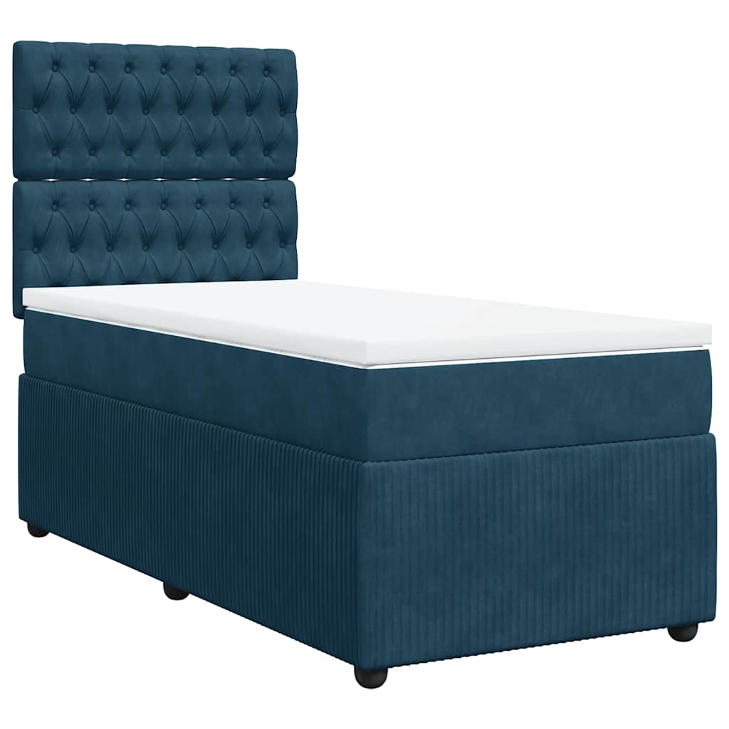 Boxspring met matras fluweel donkerblauw 80x200 cm – afbeelding 2