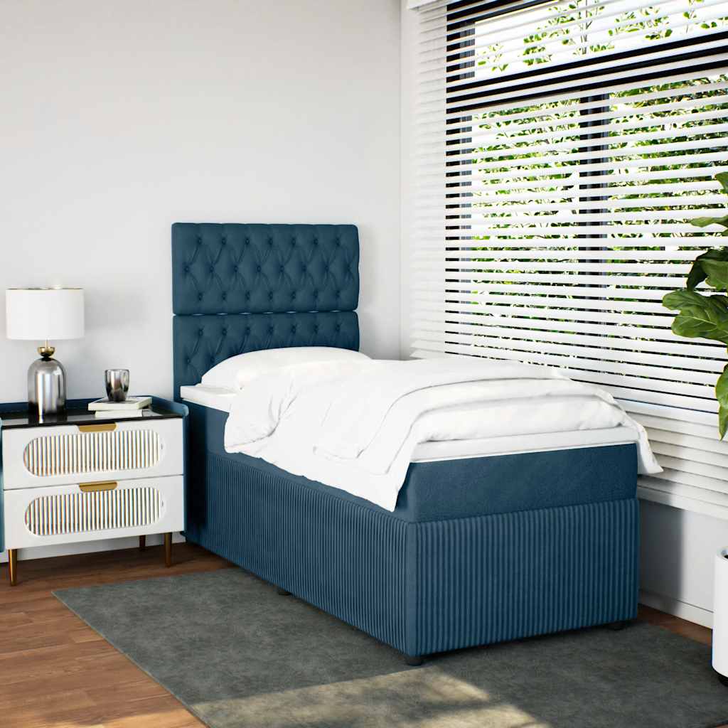 Boxspring met matras fluweel donkerblauw 80x200 cm – afbeelding 3
