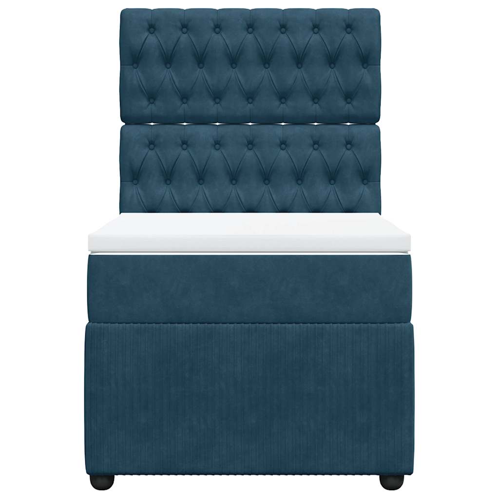Boxspring met matras fluweel donkerblauw 80x200 cm – afbeelding 4