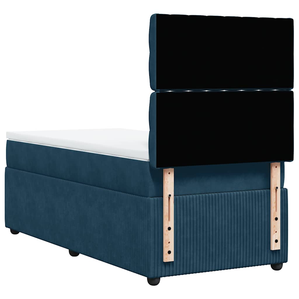 Boxspring met matras fluweel donkerblauw 80x200 cm – afbeelding 6
