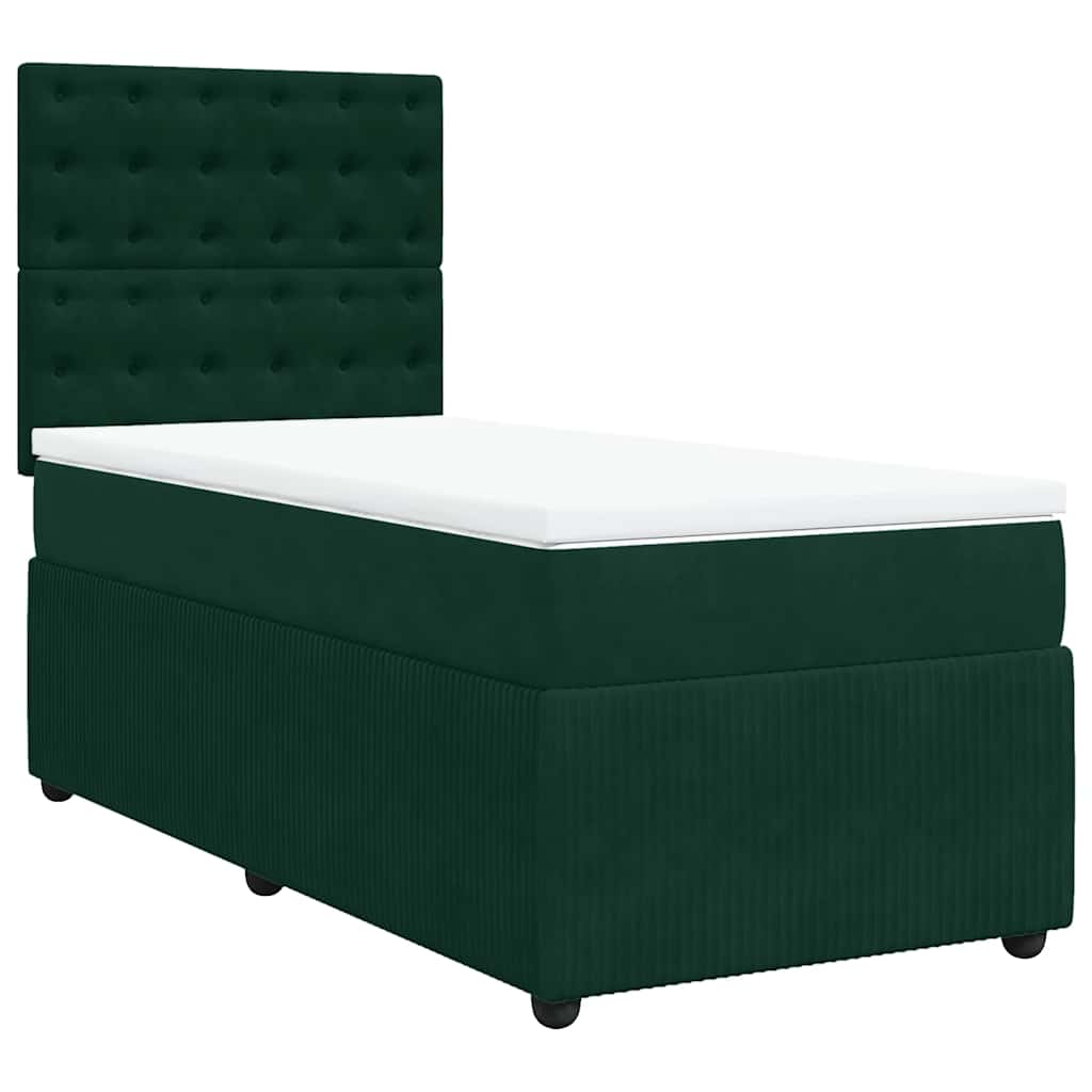 Boxspring met matras fluweel donkergroen 80x200 cm – afbeelding 2