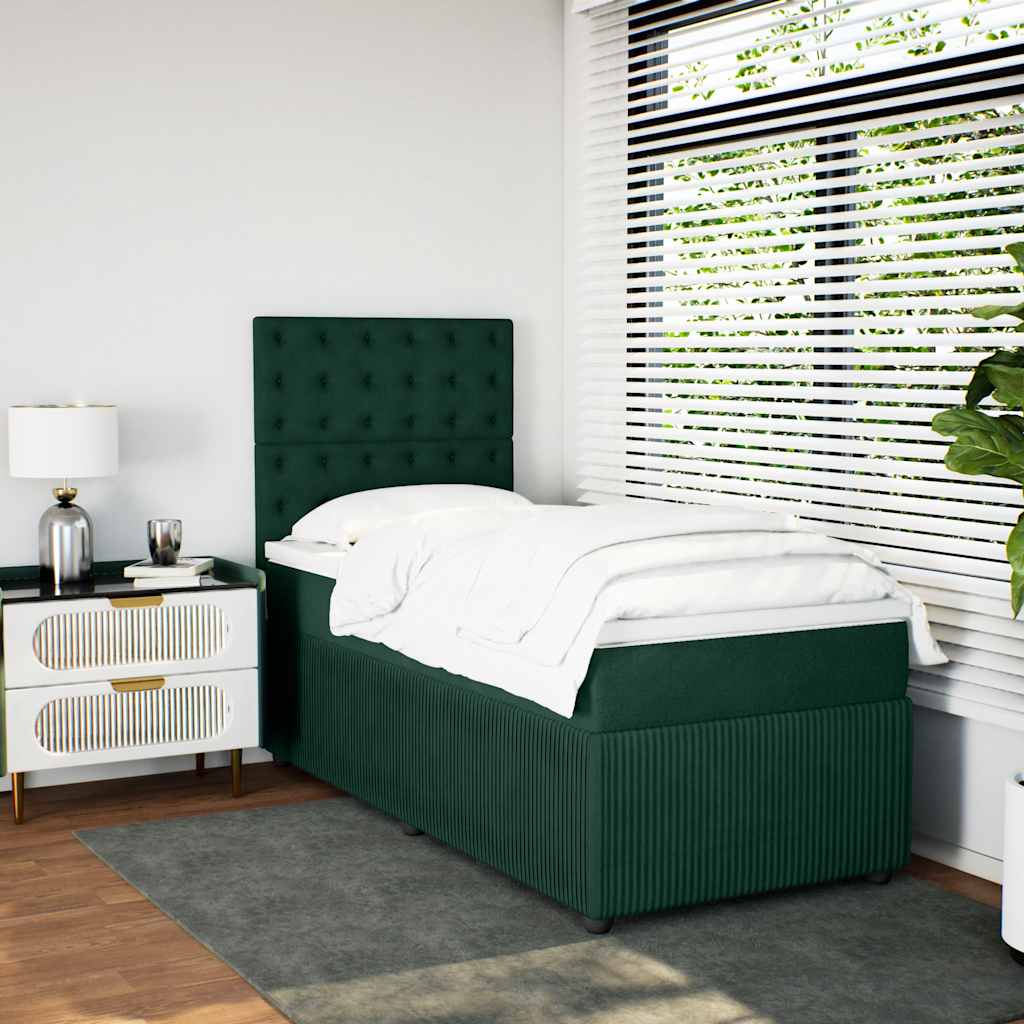 Boxspring met matras fluweel donkergroen 80x200 cm – afbeelding 3