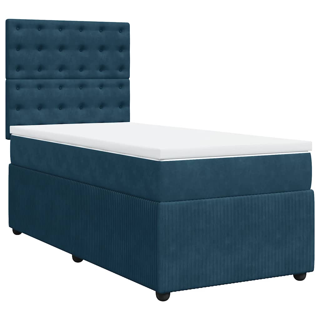 Boxspring met matras fluweel donkerblauw 80x200 cm – afbeelding 2