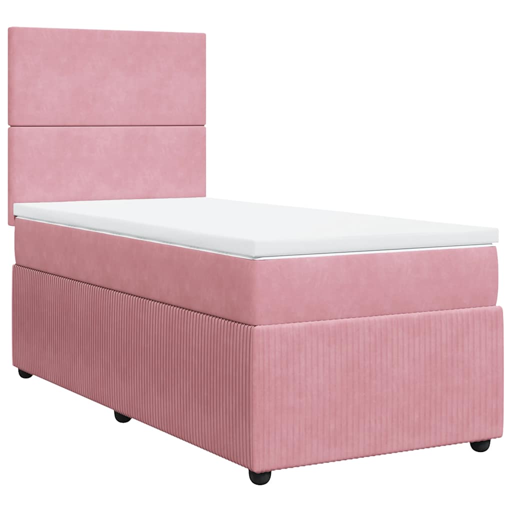 Boxspring met matras fluweel roze 90x190 cm – afbeelding 2