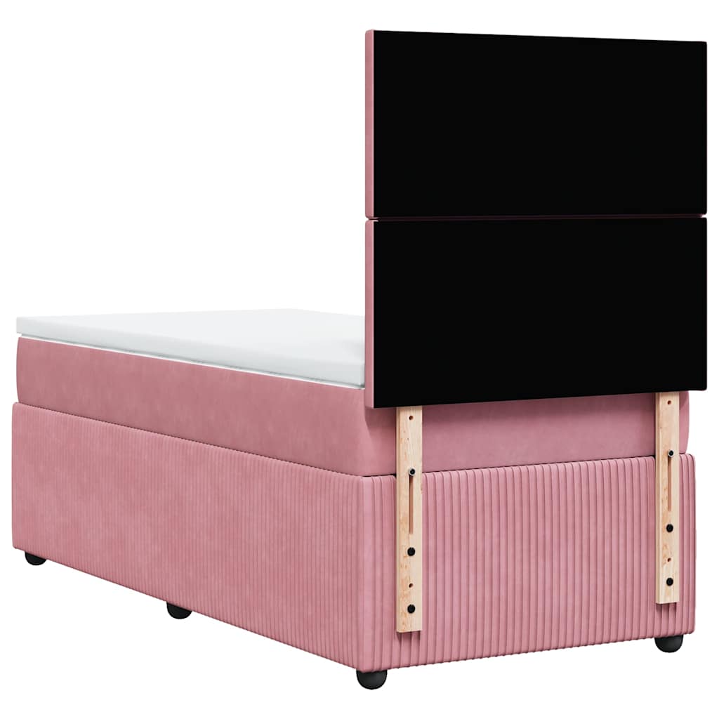 Boxspring met matras fluweel roze 90x190 cm – afbeelding 6