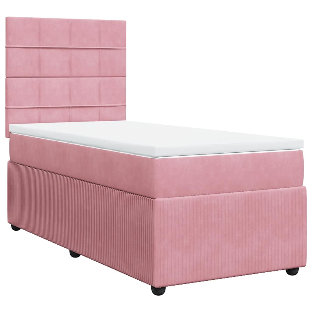 Boxspring met matras fluweel roze 90x190 cm – afbeelding 2