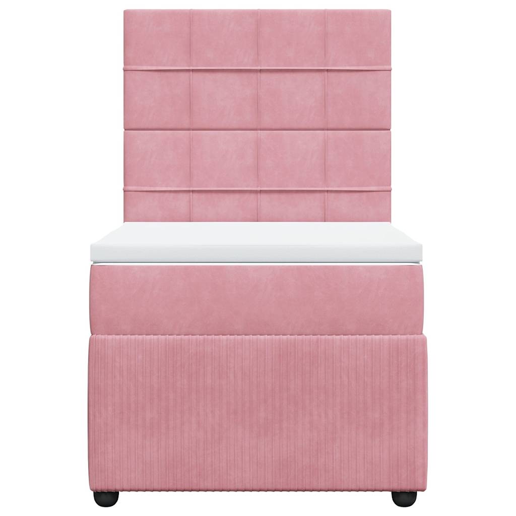 Boxspring met matras fluweel roze 90x190 cm – afbeelding 4