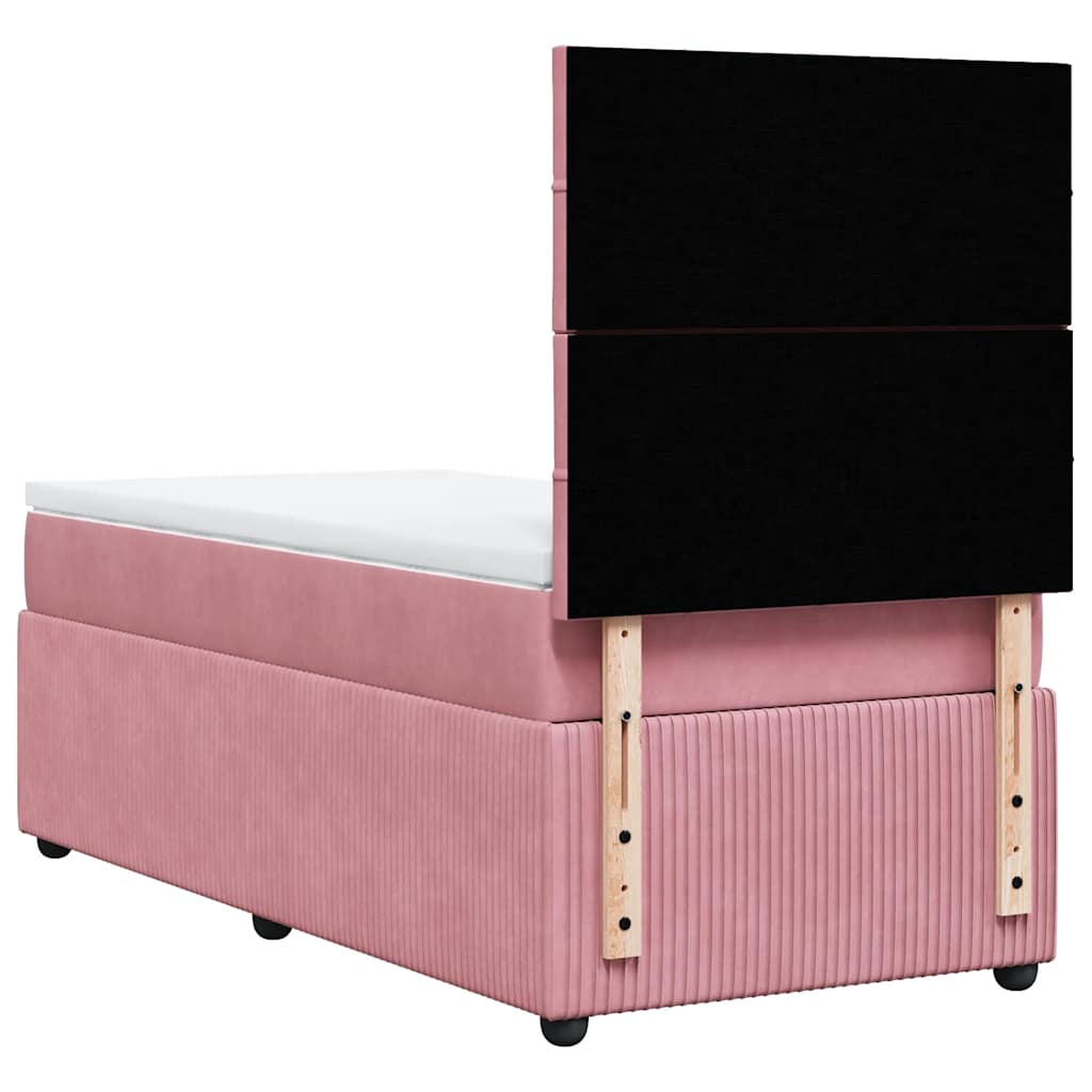 Boxspring met matras fluweel roze 90x190 cm – afbeelding 6