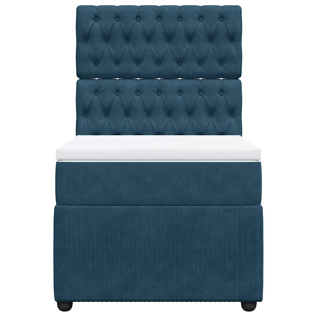 Boxspring met matras fluweel donkerblauw 90x190 cm – afbeelding 4