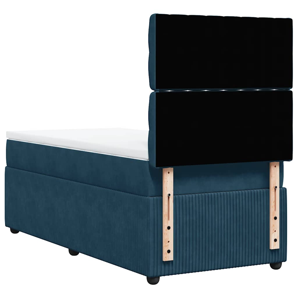 Boxspring met matras fluweel donkerblauw 90x190 cm – afbeelding 6