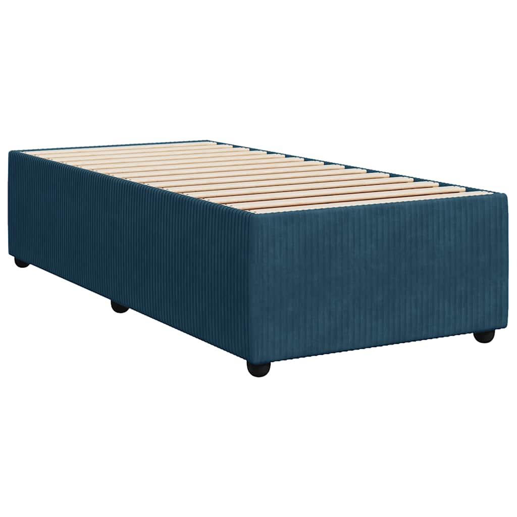 Boxspring met matras fluweel donkerblauw 90x190 cm – afbeelding 8