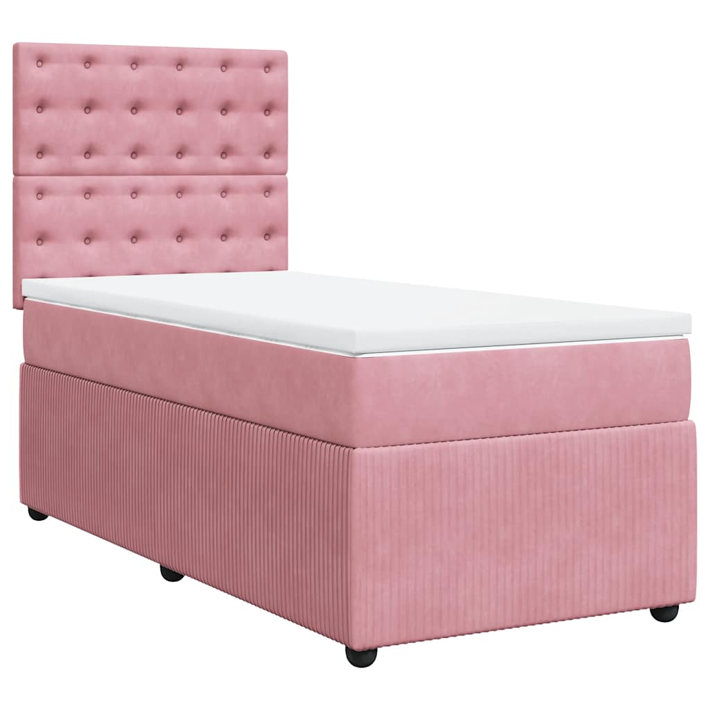 Boxspring met matras fluweel roze 90x190 cm – afbeelding 2