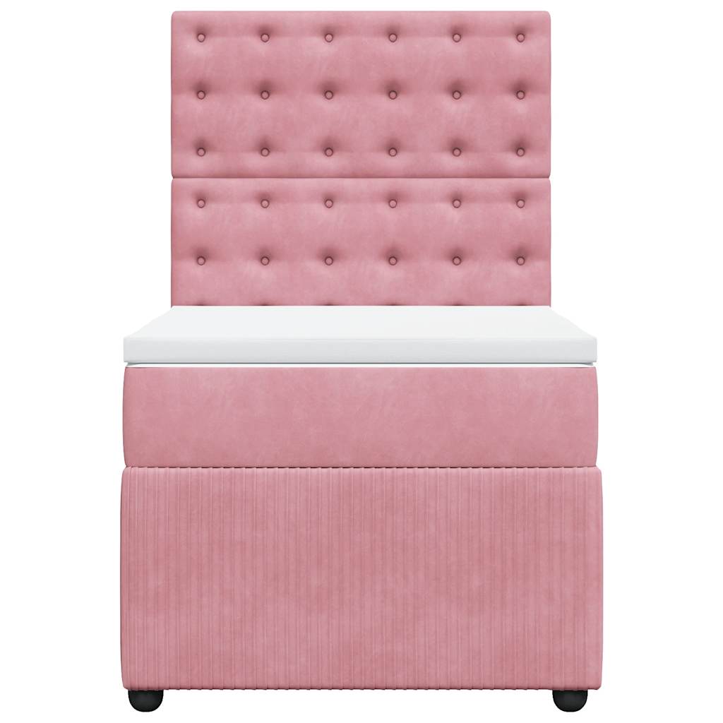Boxspring met matras fluweel roze 90x190 cm – afbeelding 4