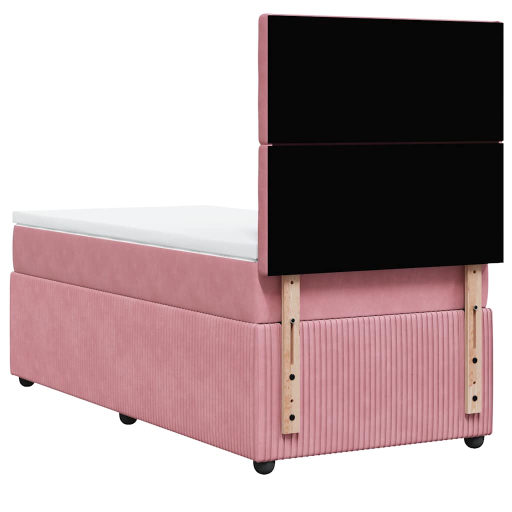 Boxspring met matras fluweel roze 90x190 cm – afbeelding 6