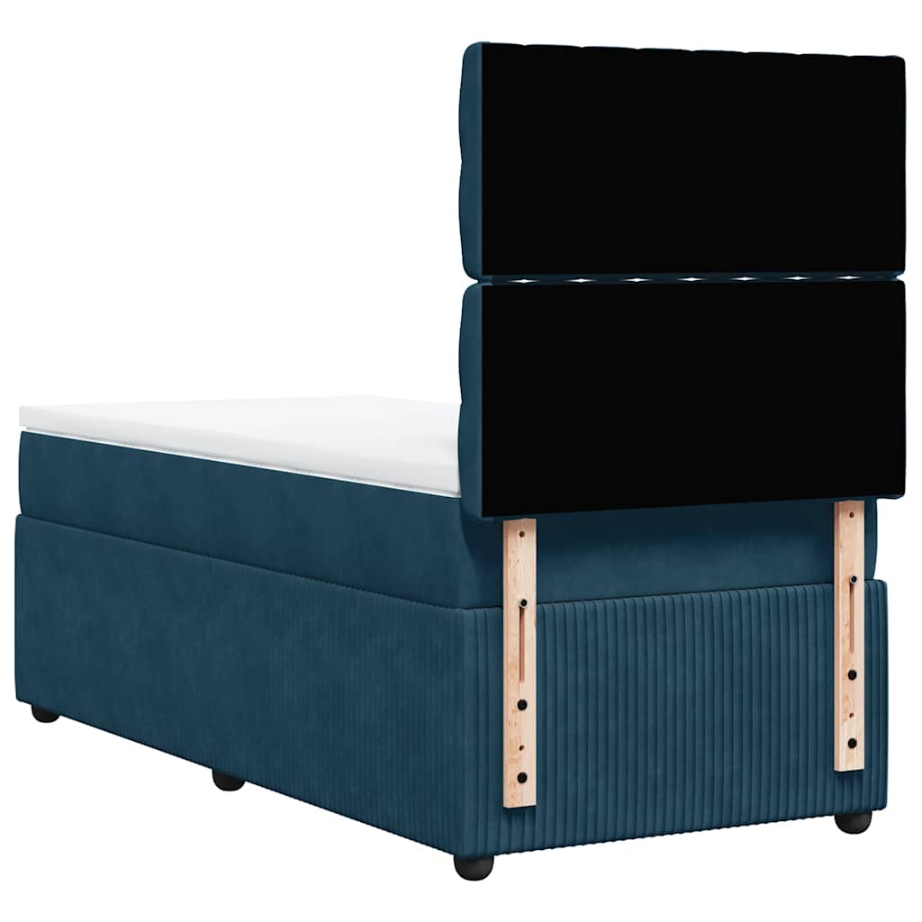 Boxspring met matras fluweel donkerblauw 90x200 cm – afbeelding 6