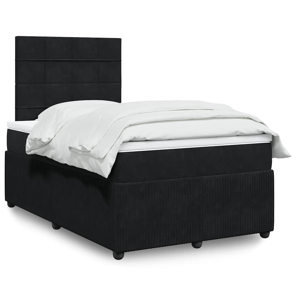 Boxspring met matras fluweel zwart 120x190 cm – afbeelding 1