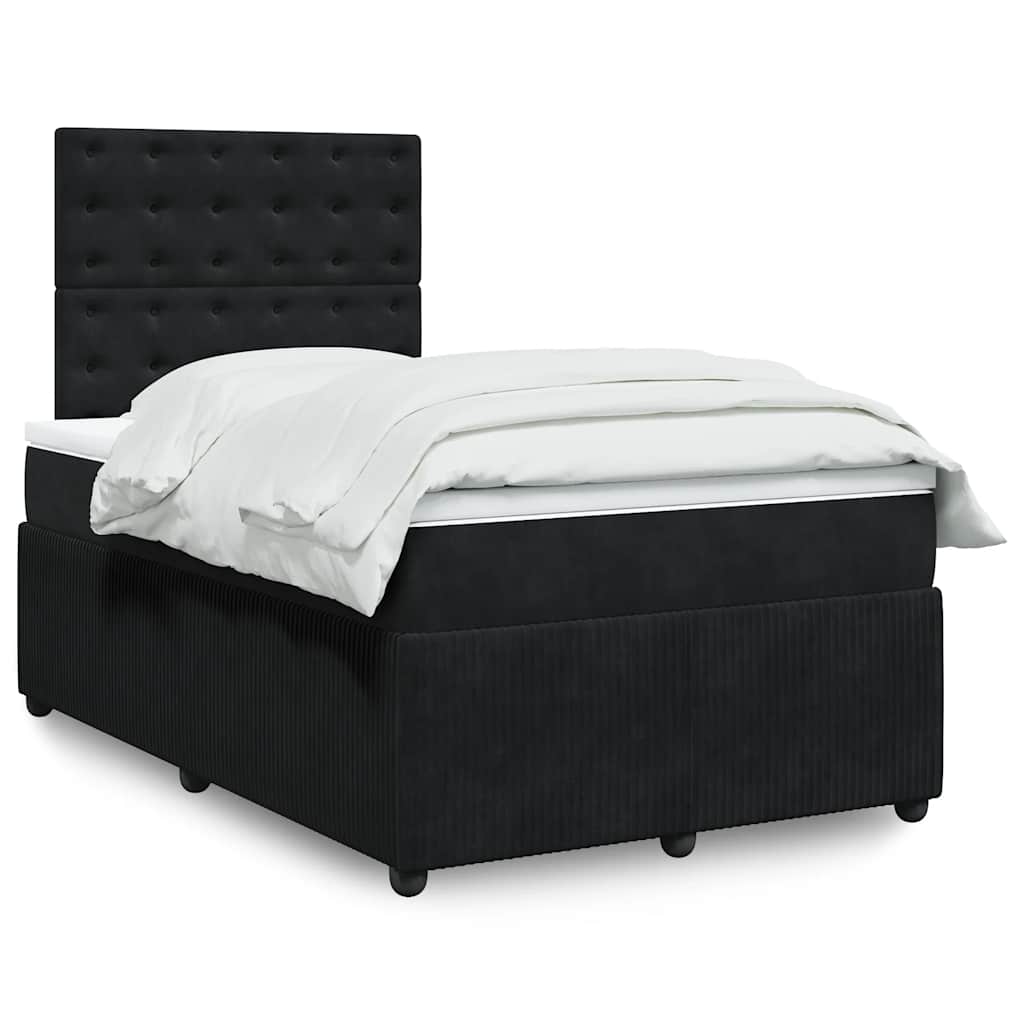 Boxspring met matras fluweel zwart 120x190 cm – afbeelding 1