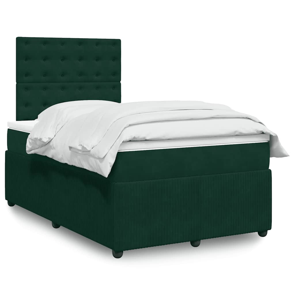 Boxspring met matras fluweel donkergroen 120x200 cm – afbeelding 1