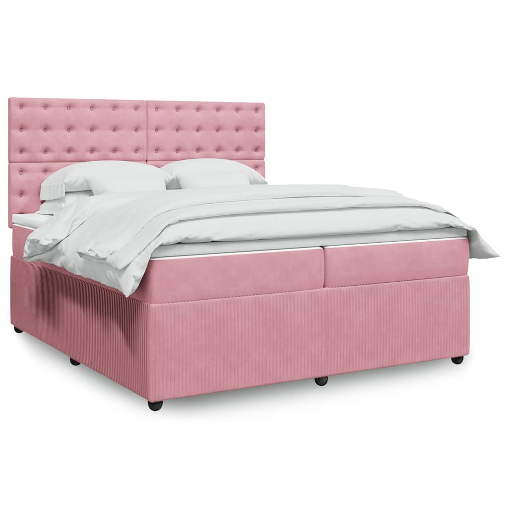 Boxspring met matras fluweel roze 200x200 cm – afbeelding 1
