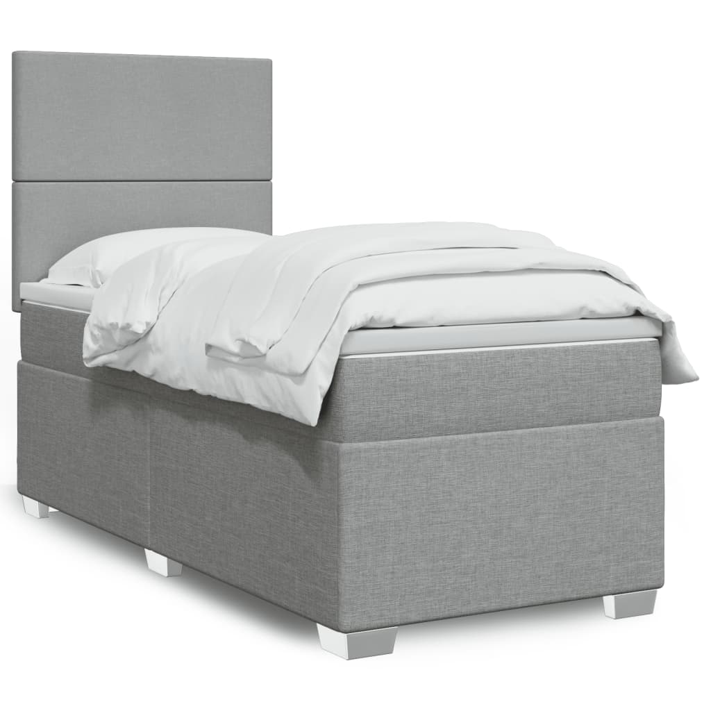 Boxspring met matras stof lichtgrijs 80x200 cm – afbeelding 1