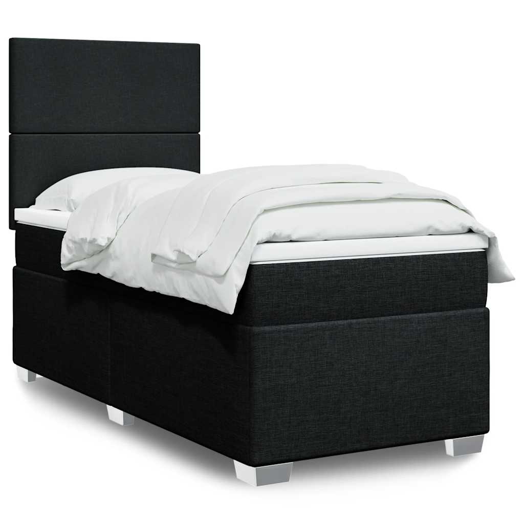 Boxspring met matras stof zwart 80x200 cm – afbeelding 1
