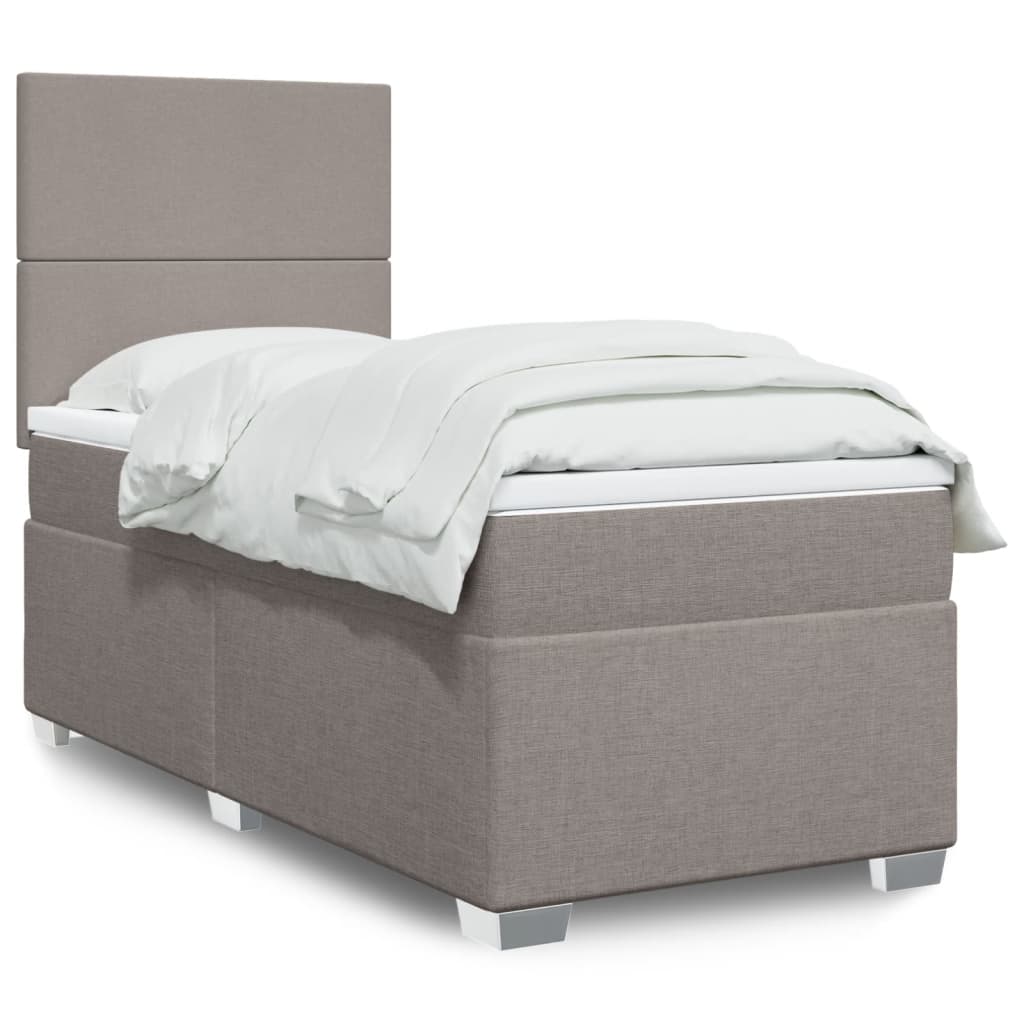 Boxspring met matras stof taupe 80x200 cm – afbeelding 1