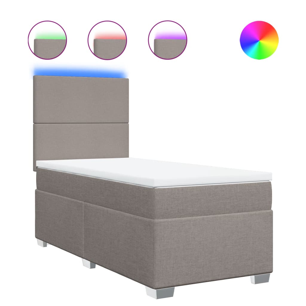 Boxspring met matras stof taupe 80x200 cm – afbeelding 2