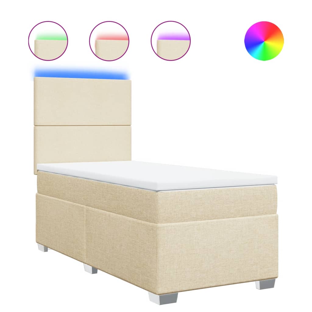 Boxspring met matras stof crèmekleurig 80x200 cm – afbeelding 2