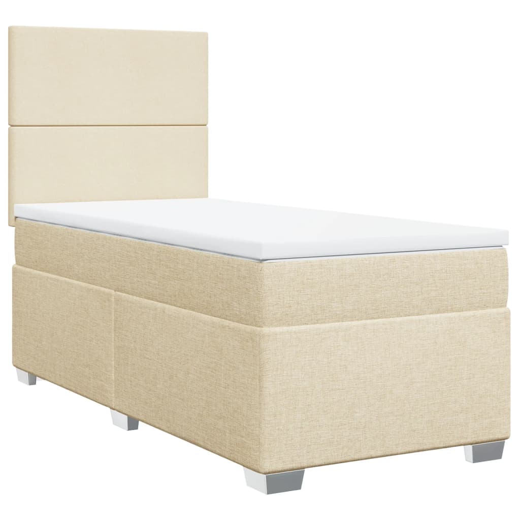 Boxspring met matras stof crèmekleurig 80x200 cm – afbeelding 3