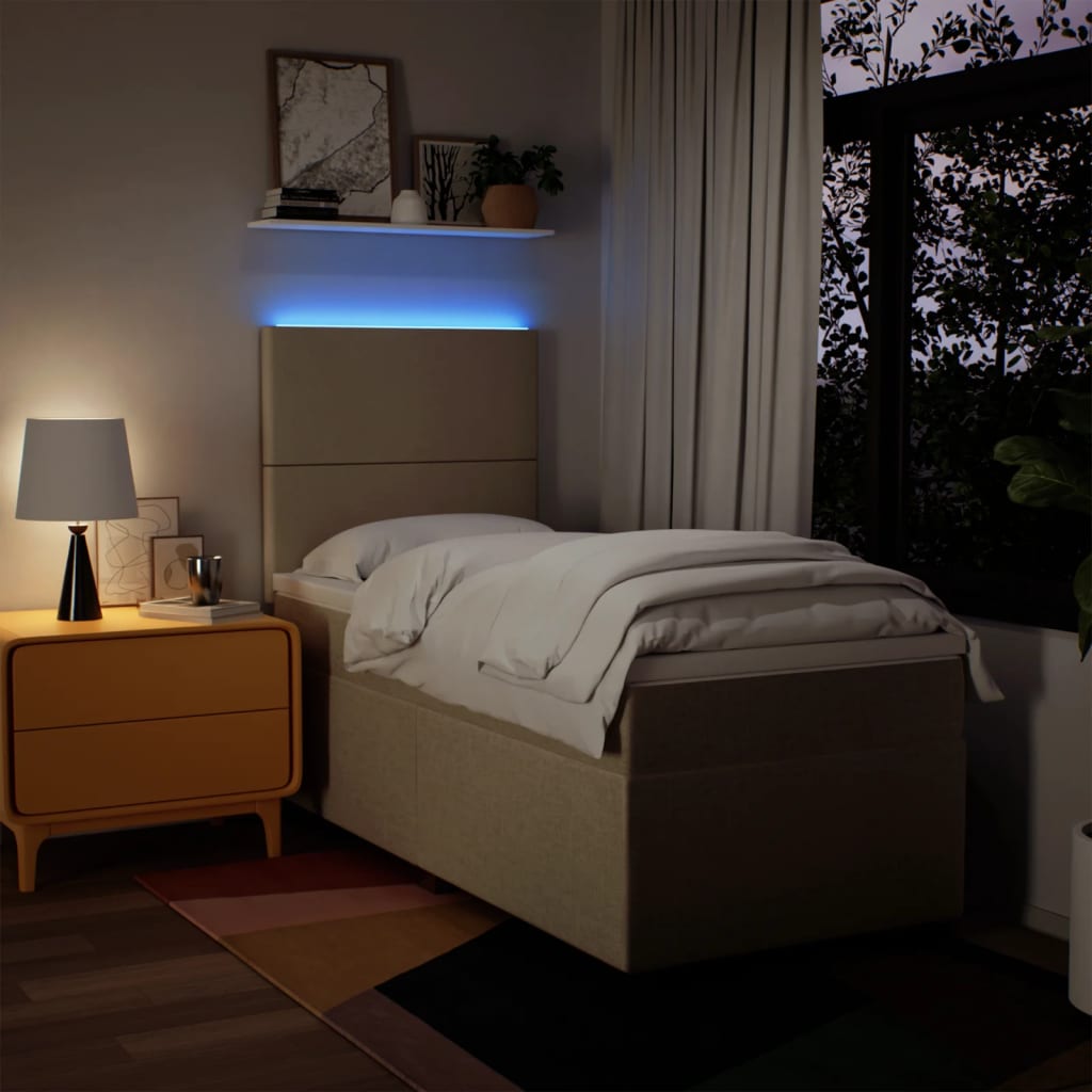 Boxspring met matras stof crèmekleurig 80x200 cm – afbeelding 5
