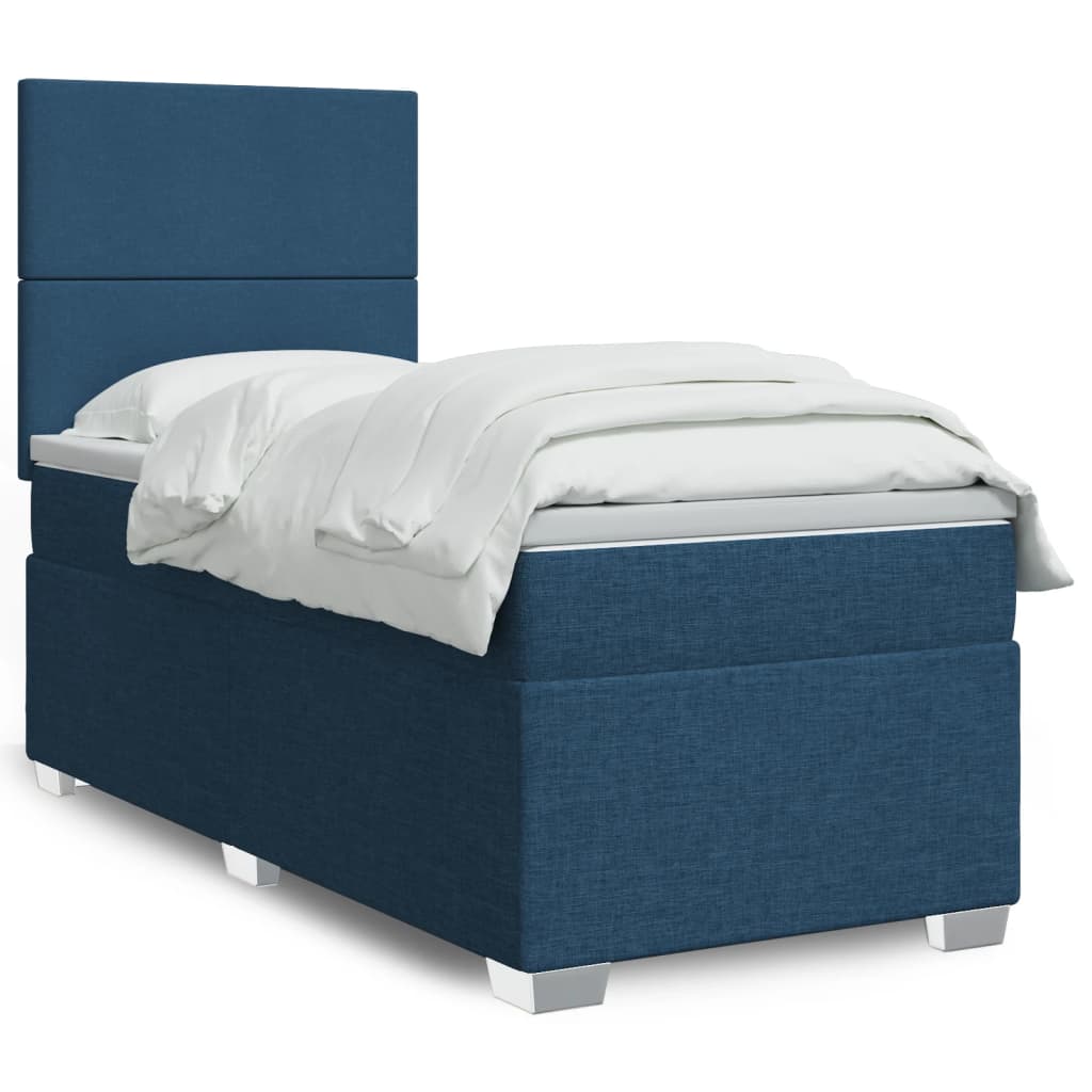 Boxspring met matras stof blauw 80x200 cm – afbeelding 1
