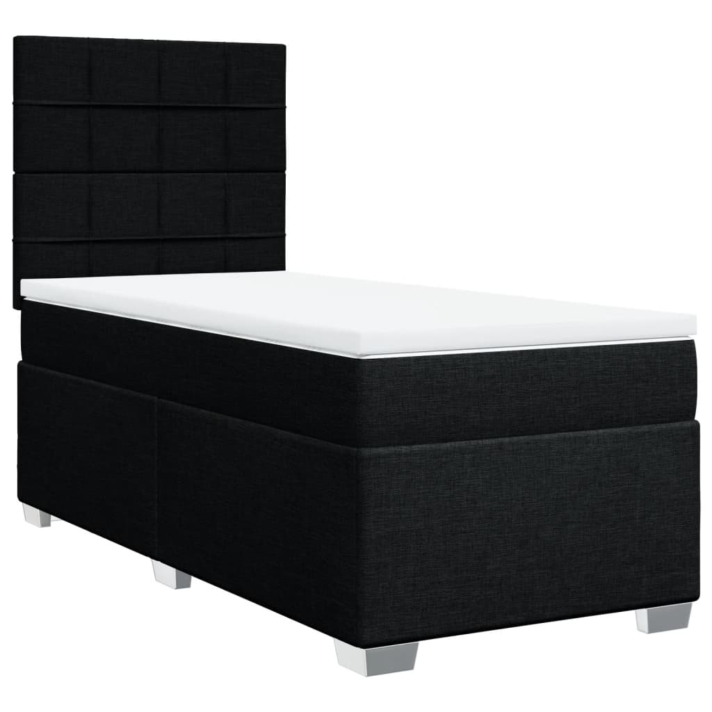 Boxspring met matras stof zwart 80x200 cm – afbeelding 3