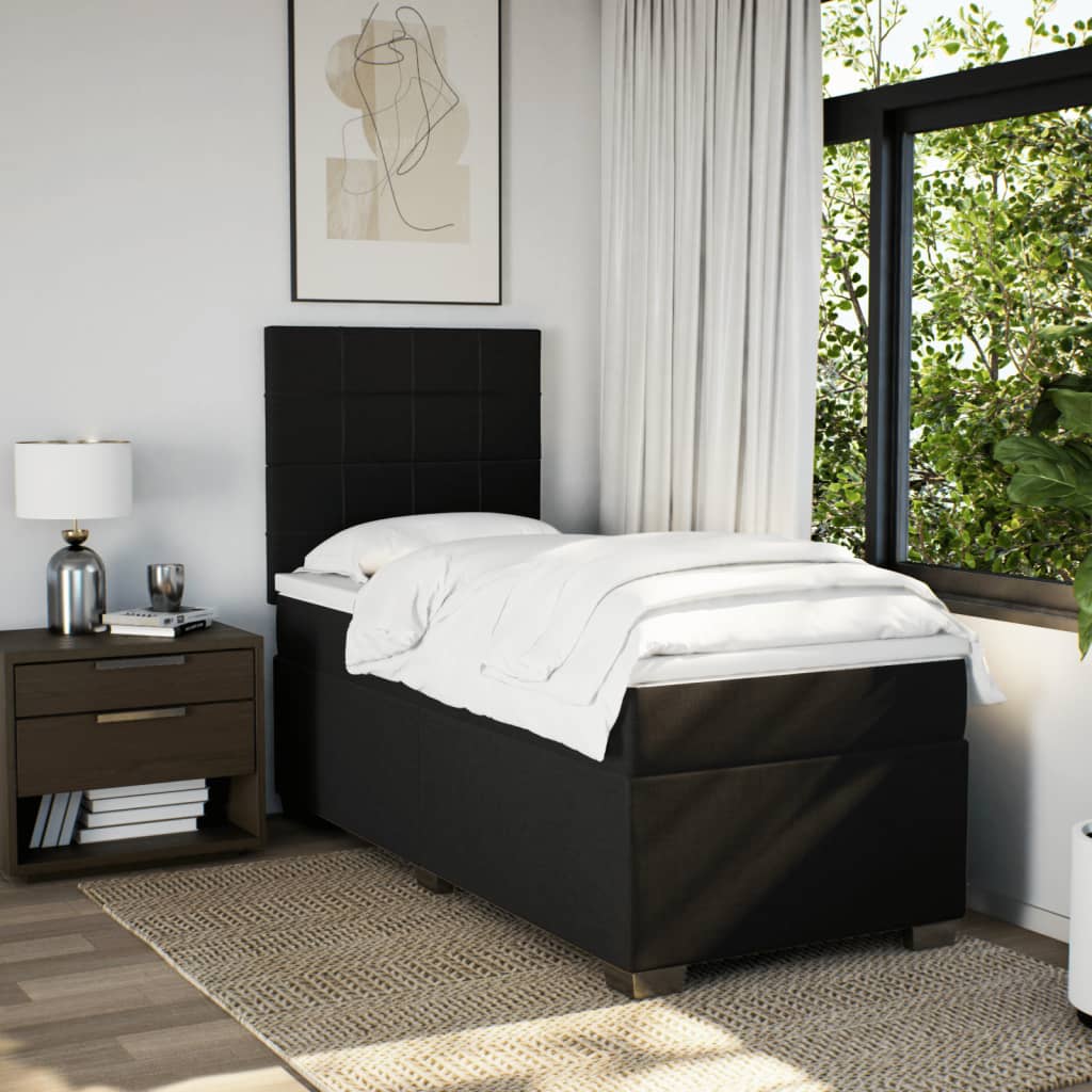 Boxspring met matras stof zwart 80x200 cm – afbeelding 4