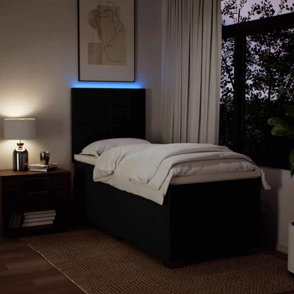 Boxspring met matras stof zwart 80x200 cm – afbeelding 5