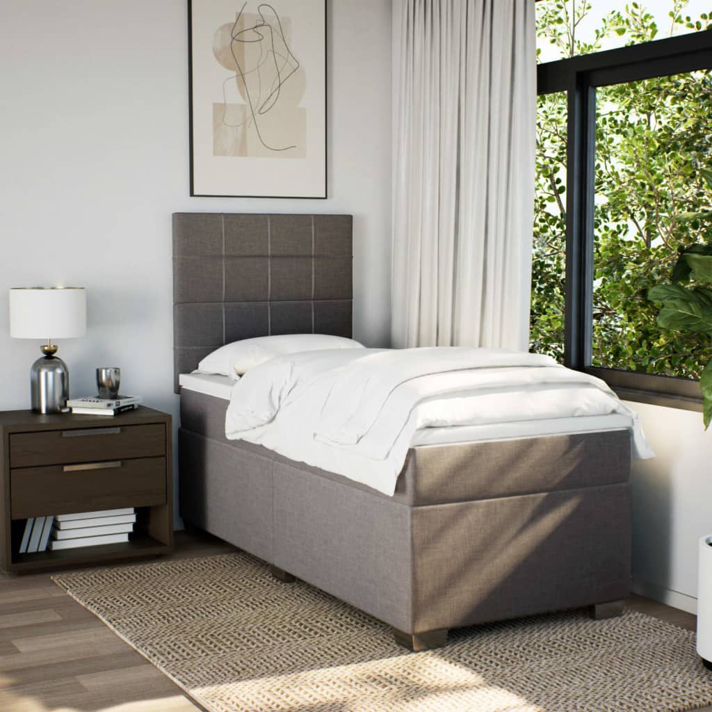 Boxspring met matras stof taupe 80x200 cm – afbeelding 4