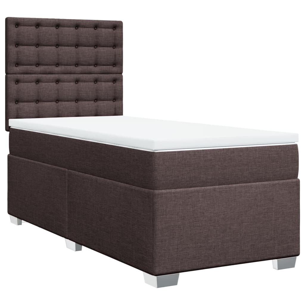 Boxspring met matras stof donkerbruin 80x200 cm – afbeelding 3