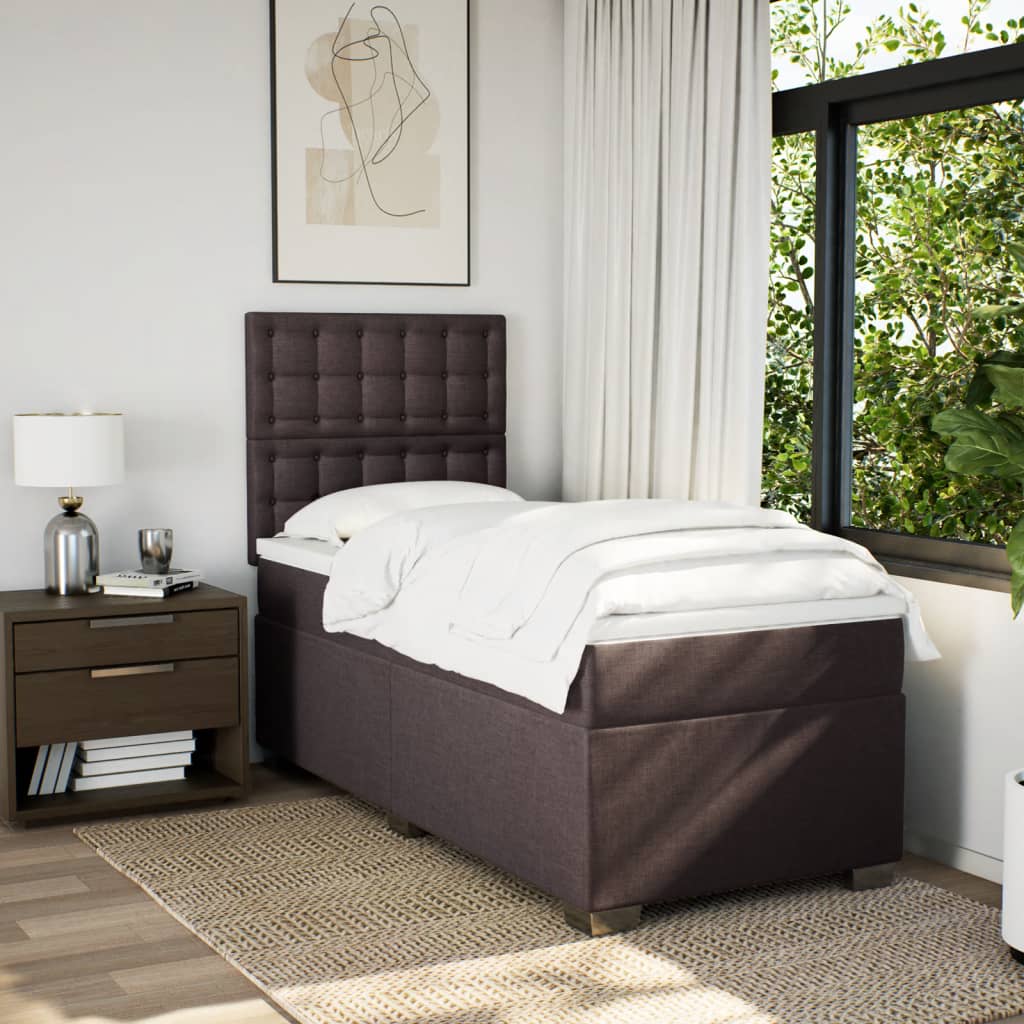 Boxspring met matras stof donkerbruin 80x200 cm – afbeelding 4
