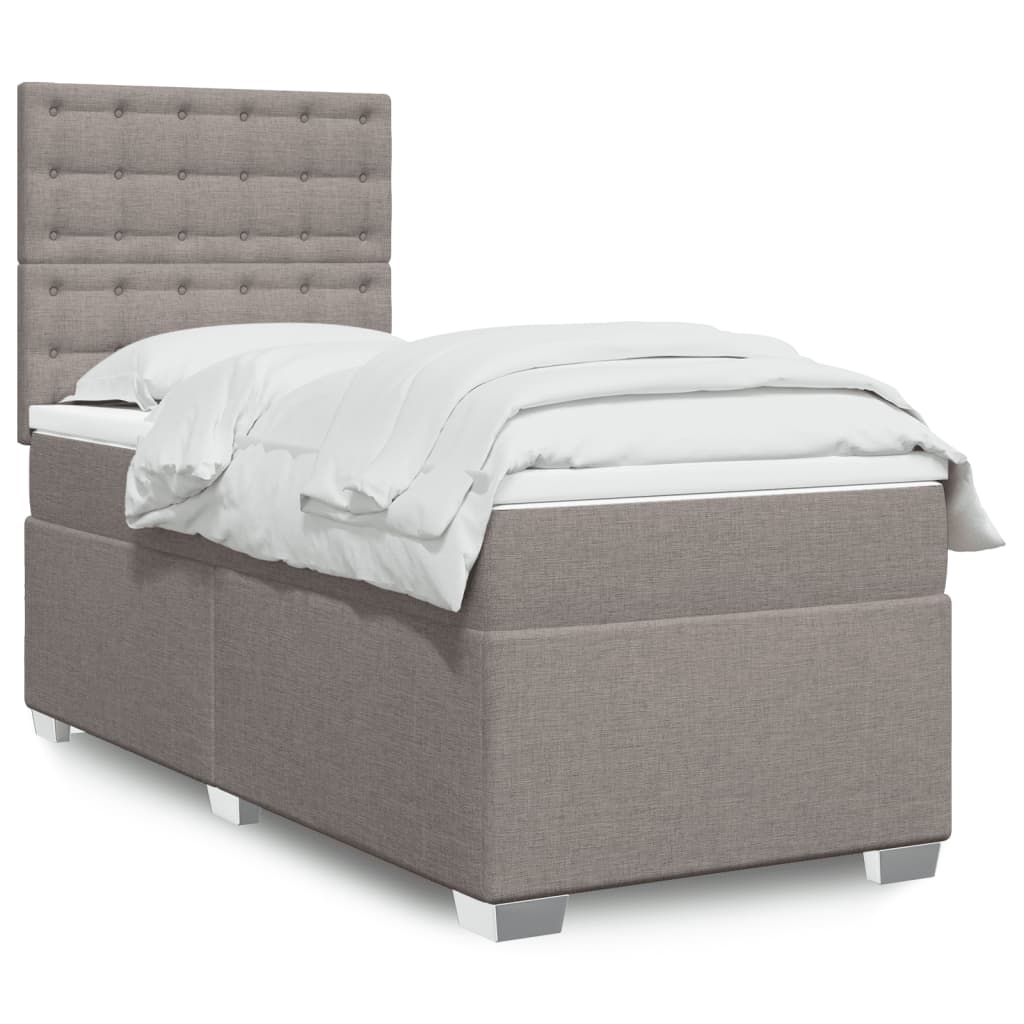 Boxspring met matras stof taupe 80x200 cm – afbeelding 1